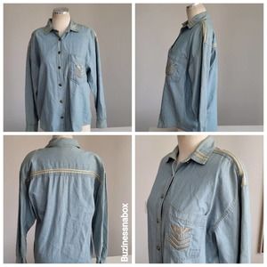 Vtg Coastline Denim Wm Button-up Shirt